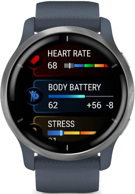 Смарт-годинник Garmin Venu 2 Silver Bezel with Granite Blue Case and Silicone Band (010-02430-10) - зображення 8