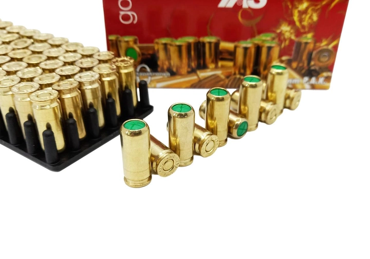 Холостые патроны 9мм 50шт YAS gold для стартового сигнального шумового травматического газового пистолета - изображение 2