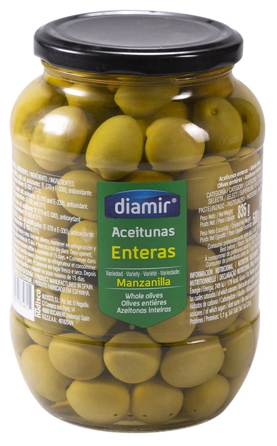 Оливки зеленые Diamir с косточкой "Аромат анчоуса" (Manzanilla) 835г - Фото 1 Оливки зеленые Diamir с косточкой "Аромат анчоуса" (Manzanilla) 835г - изображение 1