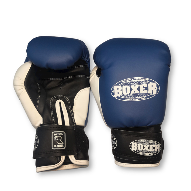 Боксерские перчатки BOXER 8 оz кожвинил синие - Фото 1 Боксерские перчатки BOXER 8 оz кожвинил синие - изображение 1