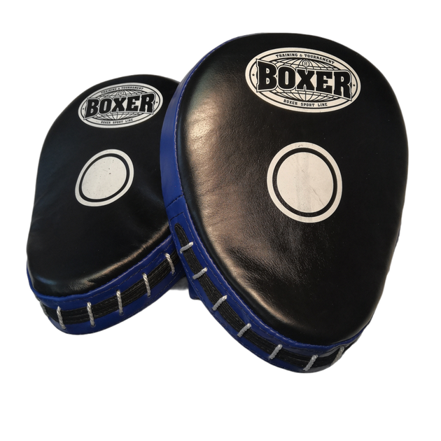 Лапи боксерські BOXER гнуті шкіра сині - Фото 1 Лапи боксерські BOXER гнуті шкіра сині - зображення 1