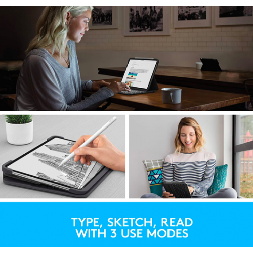 Чохол-клавіатура для планшета Logitech SLIM FOLIO PRO Keyboard Case for iPad Pro 12.9" Graphite (920-009703) - Фото 5 Чохол-клавіатура для планшета Logitech SLIM FOLIO PRO Keyboard Case for iPad Pro 12.9" Graphite (920-009703) - зображення 5