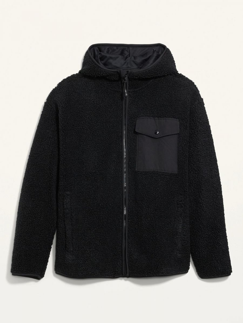 Куртка на молнии с капюшоном OLD NAVY из плюшевой шерпы 1159760257 (Черный, M) - изображение 4