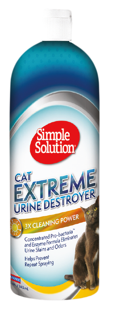 Знищувач плям та запаху сечі котів Simple Solution Extreme Cat Urine Destroyer 946 мл - Фото 1 Знищувач плям та запаху сечі котів Simple Solution Extreme Cat Urine Destroyer 946 мл - зображення 1