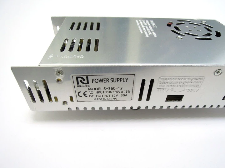 Блок питания NikoLED 220VAC 12VDC 30A S негерметичный (808) - Фото 3 Блок питания NikoLED 220VAC 12VDC 30A S негерметичный (808) - изображение 3