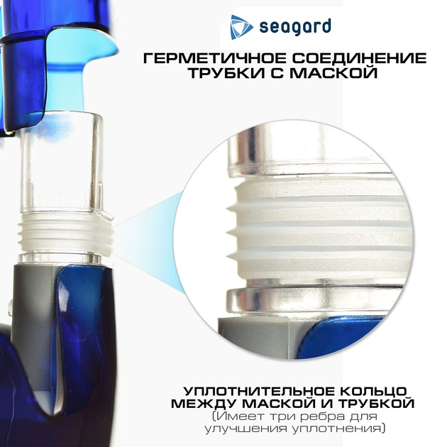 Маска для плавания Seagard Easybreath Profi L/XL панорамная с креплением для камеры Синий - изображение 5