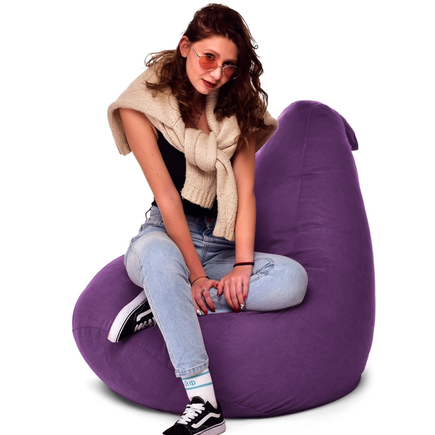 Кресло Мешок Груша Велюр размер Стандарт+ Студия Комфорта Фиолетовый - изображение 2