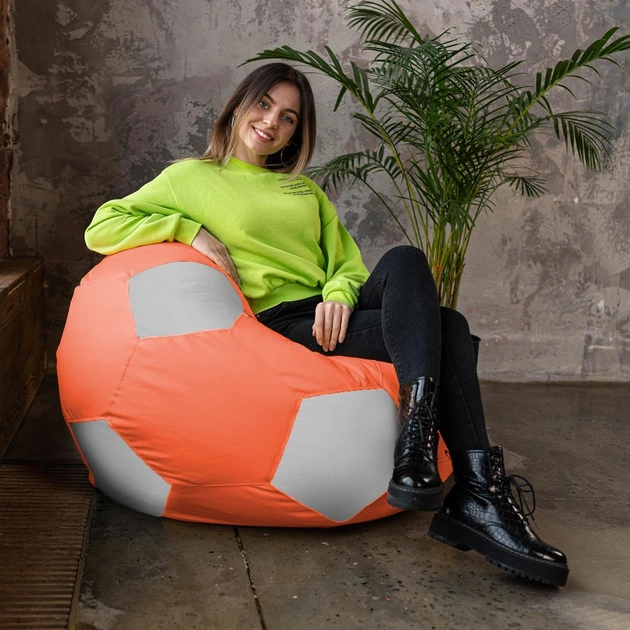 Кресло мешок Мяч Оксфорд размер Стандарт+ Студия Комфорта Оранжевый + Белый - изображение 2