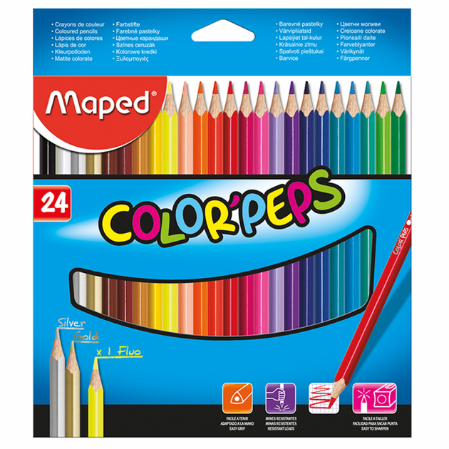 Карандаши цветные Maped Color Peps Classic 24 цв. (MP.183224) - Фото 1 Карандаши цветные Maped Color Peps Classic 24 цв. (MP.183224) - изображение 1
