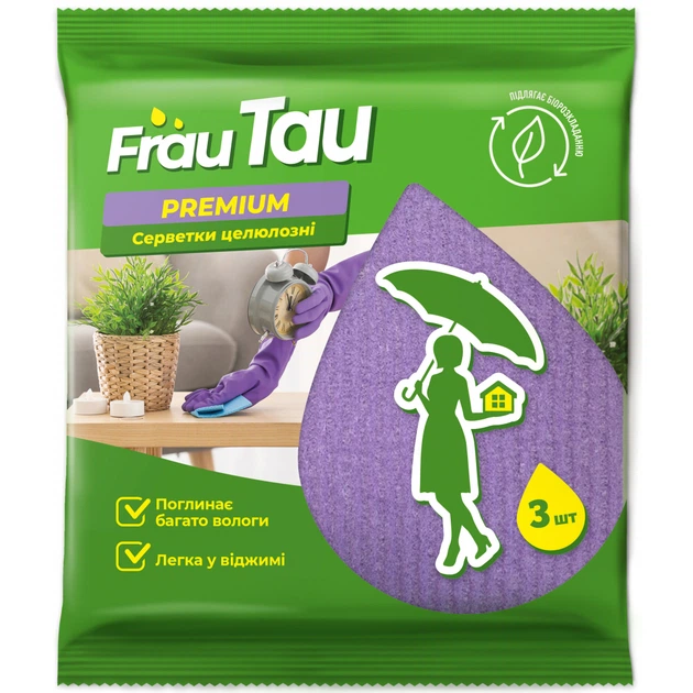 Серветки целюлозні Преміум Frau Tau 3 шт