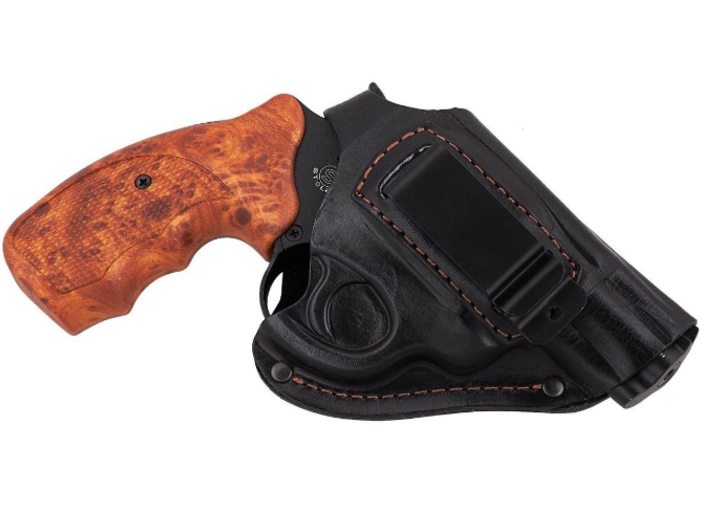 Кобура Револьвер 25 поясная скрытого внутрибрючного ношения формованная с клипсой кожа черная MS - изображение 1