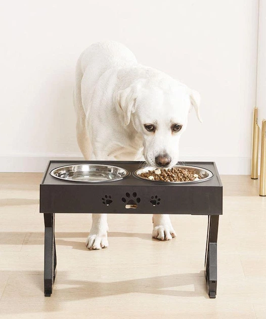 Миска для собак ELS PET 2 х 1,3 л двойная на подставке с регулируемой высотой, Черный (056-BLACK) - изображение 8