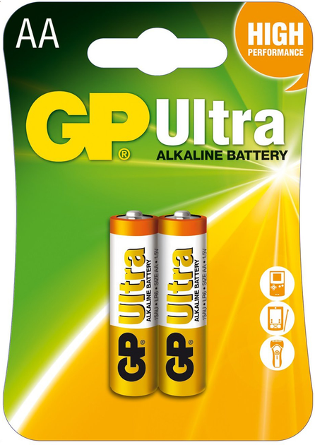 Лужні батарейки GP Ultra Alkaline AA 1.5V 15AU-U2 LR6 2 шт ...