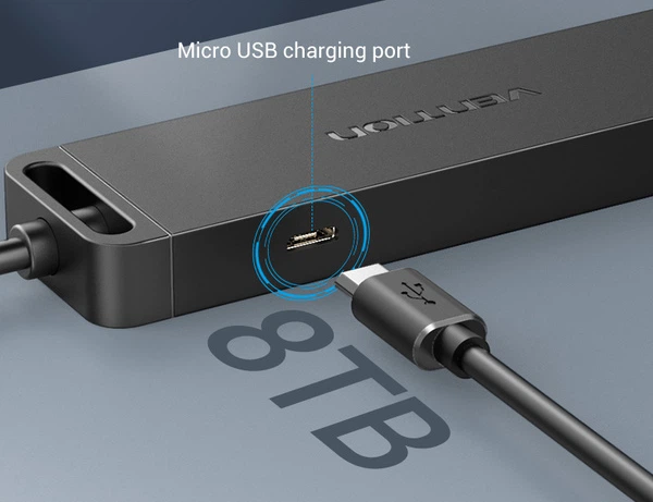 USB-хаб Vention 4-Port з microUSB живленням 0.15 м Black (6922794746916) - зображення 4