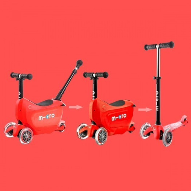 Самокат 2 в 1 с сидением и родительской ручкой Micro Mini2go Deluxe ...