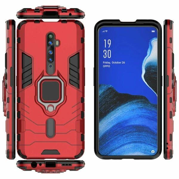 Чохол Ring case для Oppo Reno 2Z броньований бампер з кільцем червоний - зображення 3