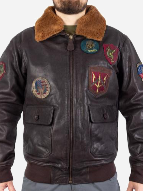 Куртка лётная кожанная MIL-TEC Sturm Flight Jacket Top Gun Leather with Fur Collar 10470009 L Brown (2000980537372) - изображение 1