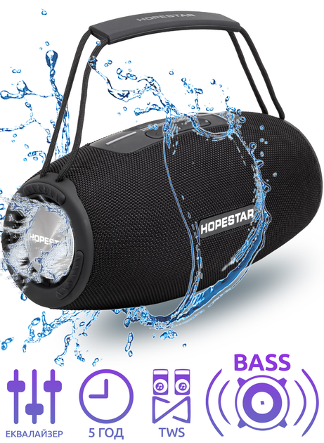 Колонка Hopestar H51 Чёрная портативная акустическая Bluetooth система ...