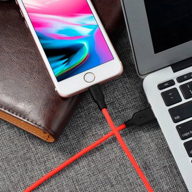 Кабель Hoco X21 Silicone Lightning 1 м Red - Фото 3 Кабель Hoco X21 Silicone Lightning 1 м Red - изображение 3