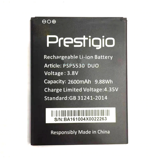 Оригінальний акумулятор Prestigio PSP5530 / Grace Z5, 2600 mAh - Фото 2 Оригінальний акумулятор Prestigio PSP5530 / Grace Z5, 2600 mAh - зображення 2