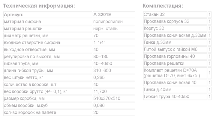 Сифон раковина, умивальник 1 1/2 з гнучкою гофротрубою 40х40/50, Оріо А-32019 - зображення 3