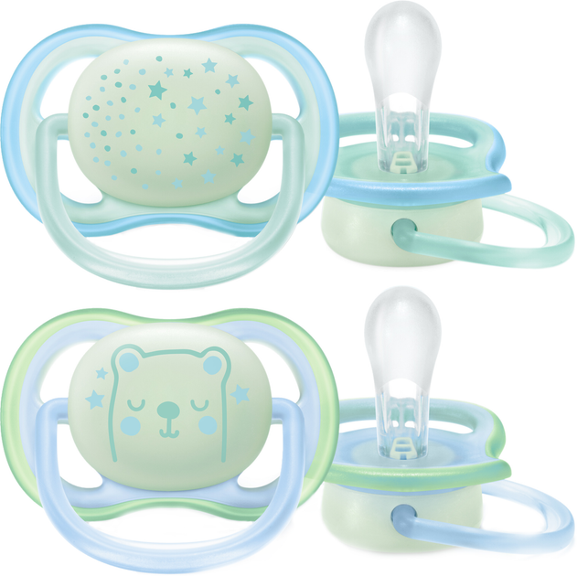 Пустышка Philips AVENT Ultra Air Ночная 0-6 мес для мальчиков / нейтральная 2 шт (SCF376/11) - изображение 1