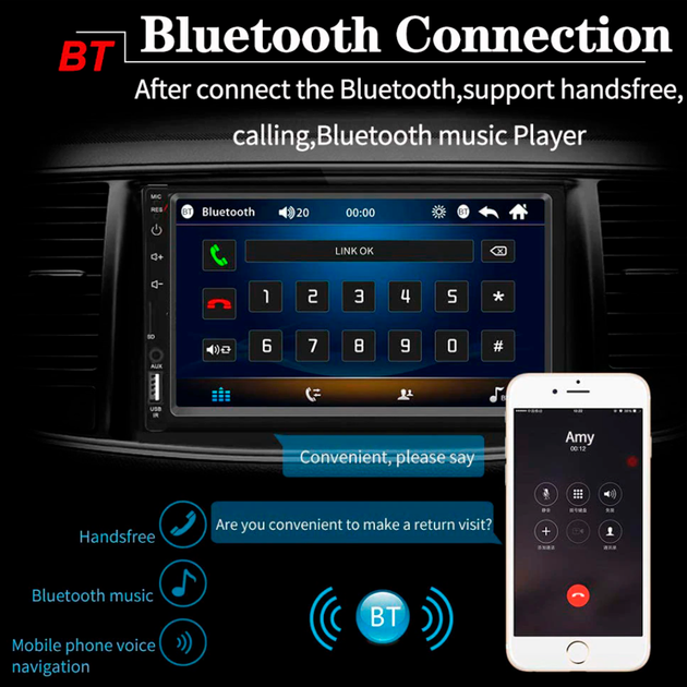 Автомагнитола 2 DIN MP5 CML-PLAY 7023 с камерой заднего вида USB BT AUX (7023) - изображение 7