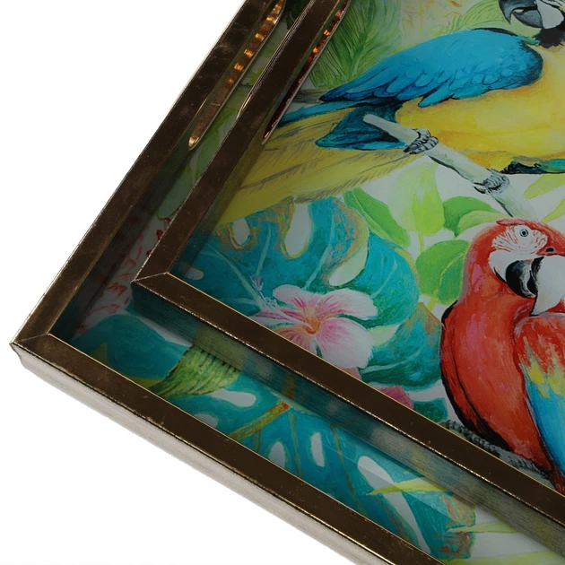 Комплект підносів Parrots 40х30 см із 2 штук - Фото 2 Комплект підносів Parrots 40х30 см із 2 штук - зображення 2
