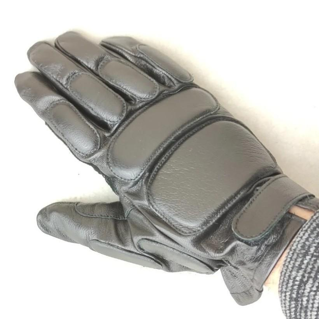 Чоловічі тактичні шкіряні рукавички для військових (спецназ) без підкладки GlovesUA мод.312а р.10 чорні - зображення 1