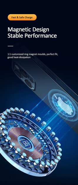 Беспроводное зарядное устройство Usams US-CD155 для Apple iPhone 12, Type-C 15W, 2A зарядка QI магнитная MagSafe White (US-CD155) - Фото 7 Беспроводное зарядное устройство Usams US-CD155 для Apple iPhone 12, Type-C 15W, 2A зарядка QI магнитная MagSafe White (US-CD155) - изображение 7