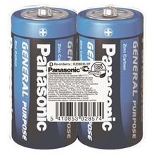 Батарейка Panasonic GENERAL PURPOSE угольно-цинковая D(R20) пленка, 2 ...
