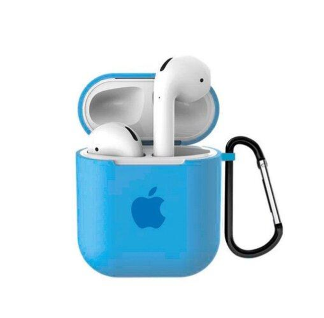 Чехол для AirPods Logo Silicone case с карабином (14) Blue синий – фото ...