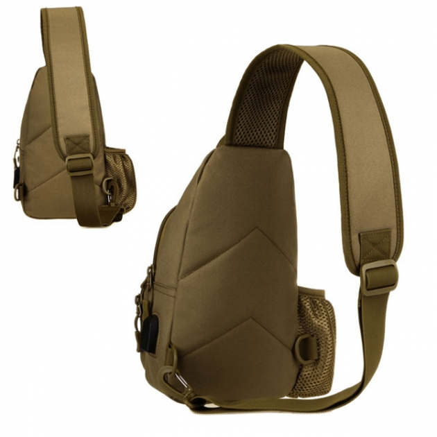 Армейская нагрудная сумка рюкзак с USB портом Защитник 128 хаки - изображение 2