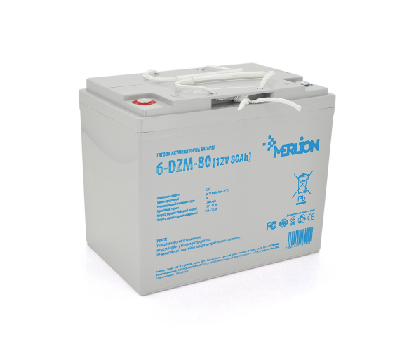 Тягова акумуляторна батарея AGM Merlion 6-DZM-80 12V 80Ah - Фото 1 Тягова акумуляторна батарея AGM Merlion 6-DZM-80 12V 80Ah - зображення 1