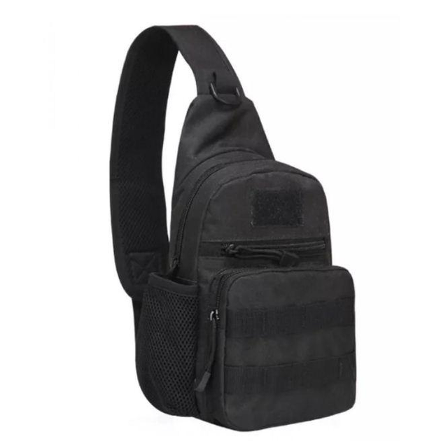 Сумка рюкзак тактическая штурмовая военная городская однолямочная Kronos X216 A14 Черная (gr_008889) - изображение 1