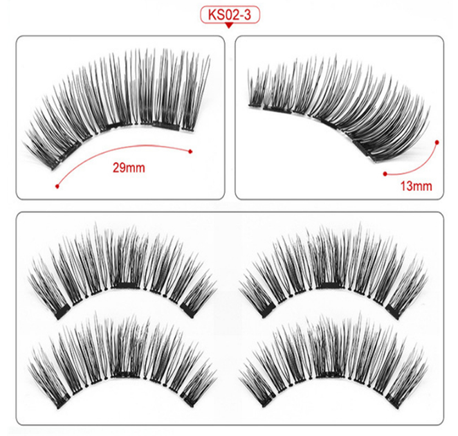 Вії накладні на 3 магнітах Magnetic Lashes KS02/3 магнітні + пінцет - зображення 2