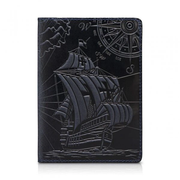 Обкладинка для паспорта з шкіри HiArt PC-02-S19-4013-T003 Синій - Фото 1 Обкладинка для паспорта з шкіри HiArt PC-02-S19-4013-T003 Синій - зображення 1
