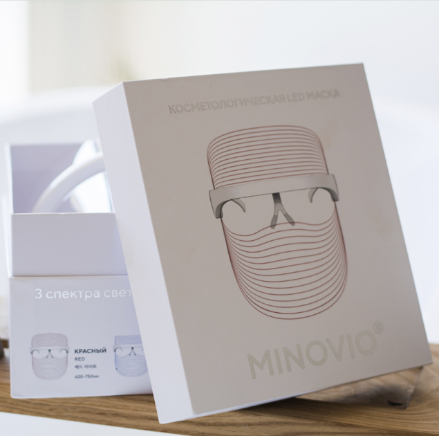 LED маска для светотерапии лица MINOVIO Original Трёхцветная (14081) - изображение 5