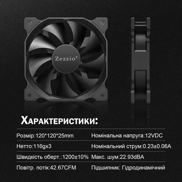 Набір вентиляторів Zezzio ZA-120 3 in 1 Kit - зображення 6
