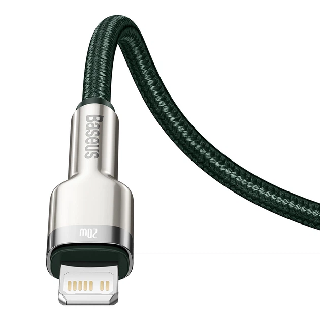 USB кабель Type С на Lightning Baseus Cafule Series Metal Data Cable (2M, 20W, PD). Green - Фото 4 USB кабель Type С на Lightning Baseus Cafule Series Metal Data Cable (2M, 20W, PD). Green - зображення 4
