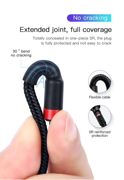 Кабель USB Type-C > USB Type-C Baseus Cafule PD 2.0 60W 1.0m (CATKLF-GG1) Black/gray - Фото 5 Кабель USB Type-C > USB Type-C Baseus Cafule PD 2.0 60W 1.0m (CATKLF-GG1) Black/gray - зображення 5