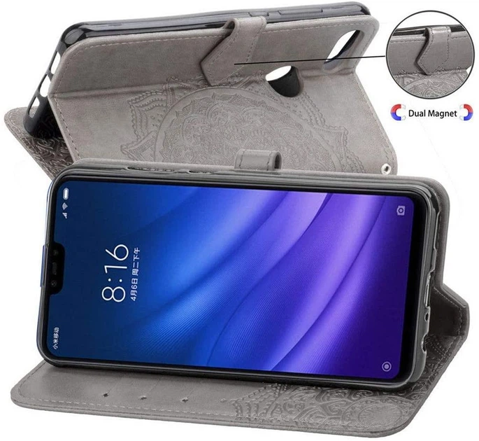 Чехол Vintage для Xiaomi Mi 8 Lite книжка кожа PU серый - изображение 5