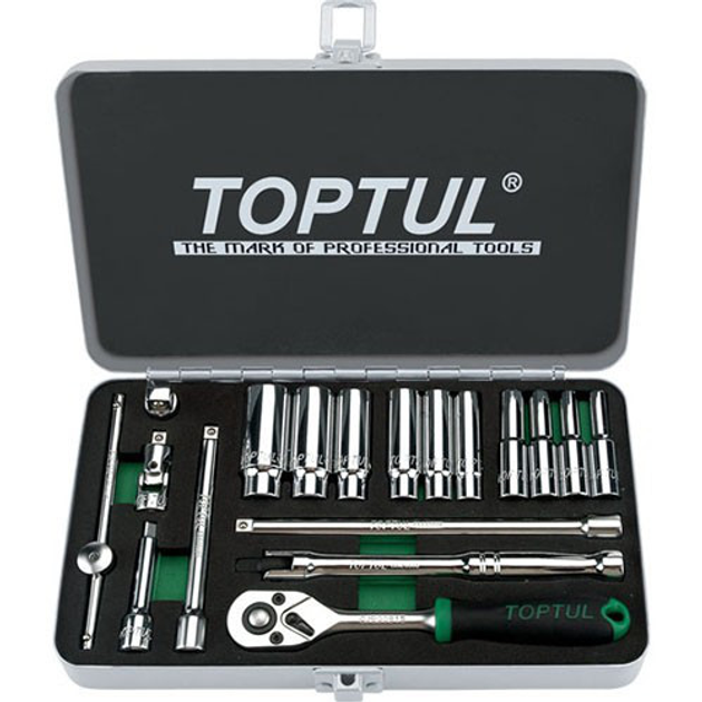 Набор инструмента дюймового TOPTUL 1/4" 18ед. 3/16"-9/16" (длинные ...