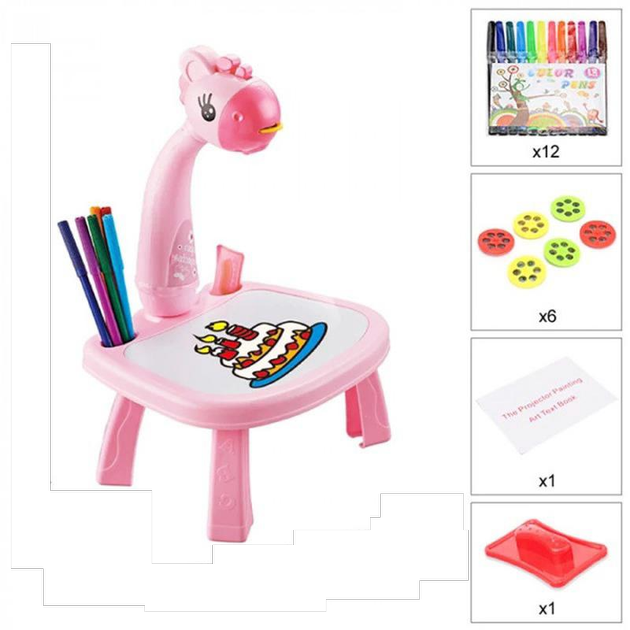 Детский стол для рисования с подсветкой и проекцией рисунков Розовый - изображение 2