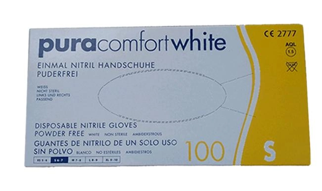 Перчатки нитриловые S белые Pura comfort неопудренные 100 шт - изображение 2
