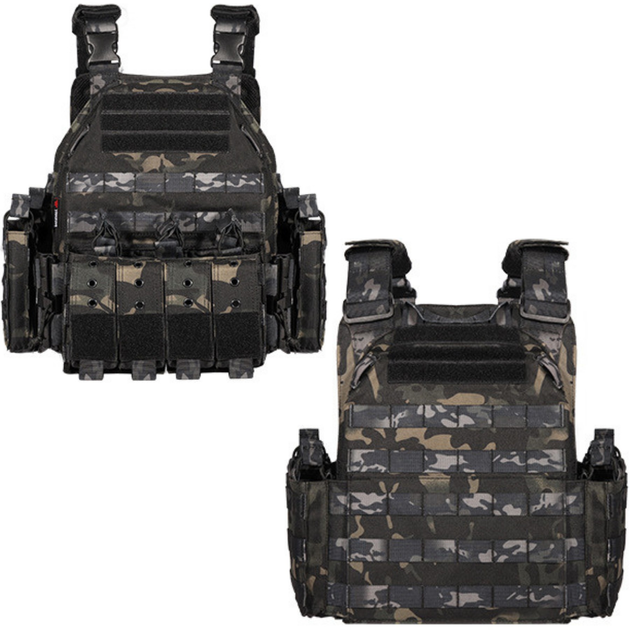 Плитоноска-тактический быстросъемный военный жилет YAKEDA MULTICAM с подсумками под девять рожков АК и с системой MOLLE Multicam VT-6026-3 - изображение 2