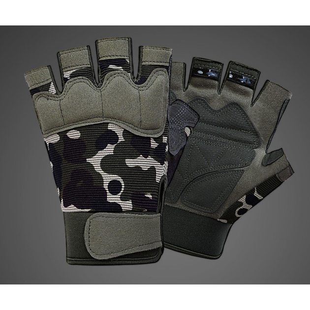 Перчатки тактические безпалые военные-армейские CAMO с защитой костяшек кулака дышащие, боевые M Камуфляж HW-OJ08 - изображение 2