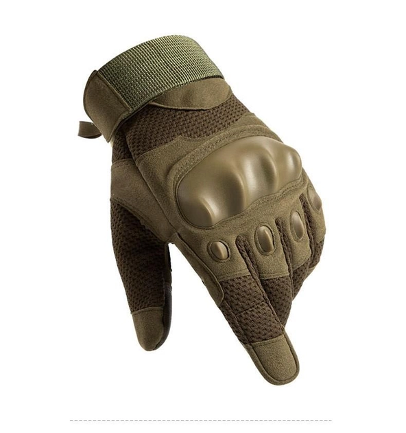 Перчатки тактические военные-армейские сенсорные CAMO с защитой костяшек кулака дышащие, боевые L Оливковый CMZ910-1 - изображение 2