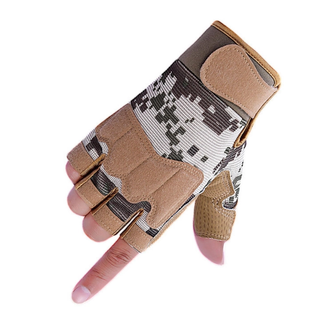 Перчатки тактические безпалые военные-армейские CAMO с защитой костяшек кулака дышащие, боевые L Песочный HW-OJ07-1 - изображение 1