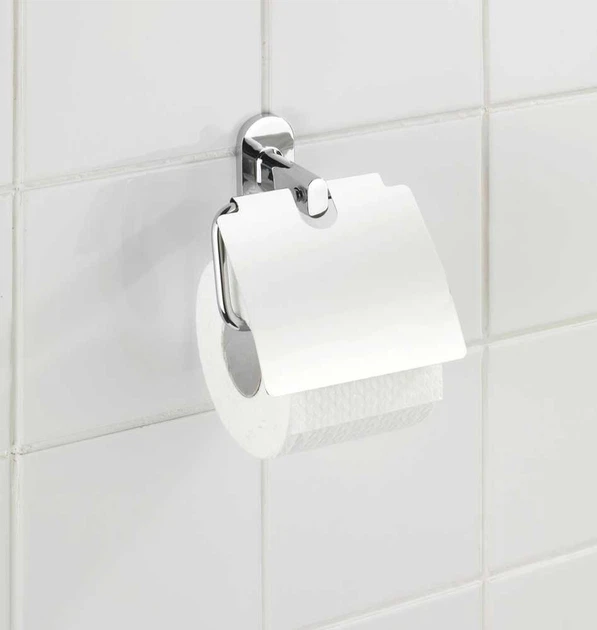 Держатель туалетной бумаги Wenko Power-Loc® Puerto Rico с крышкой, 13,5 х 14 х 6,5 см, цинковое литье под давлением, хром - изображение 3